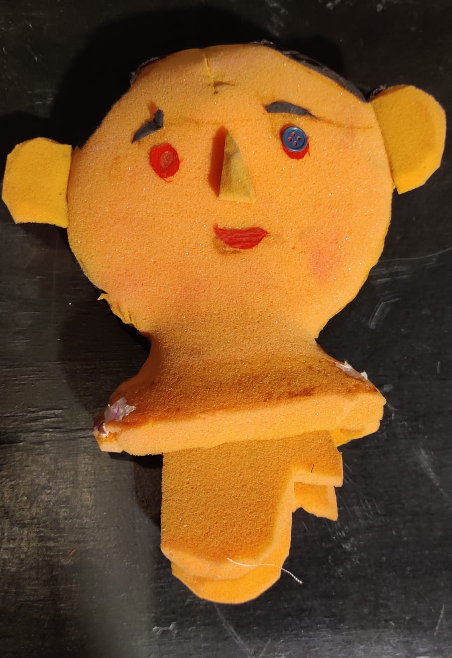 Handmade Orange Button Puppet